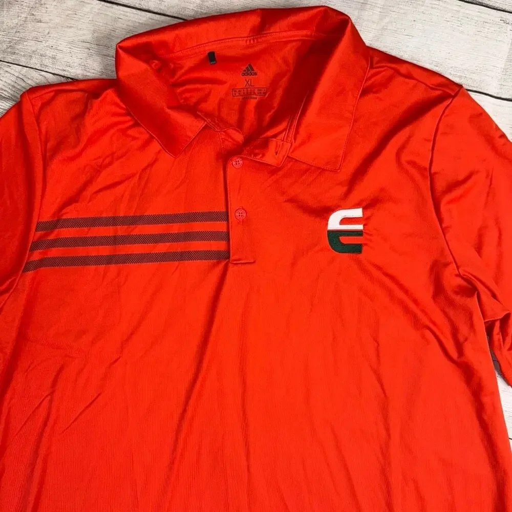 Adidas Men's Activewear Performance Polo Shirt Orange with Black Stripes Size XL